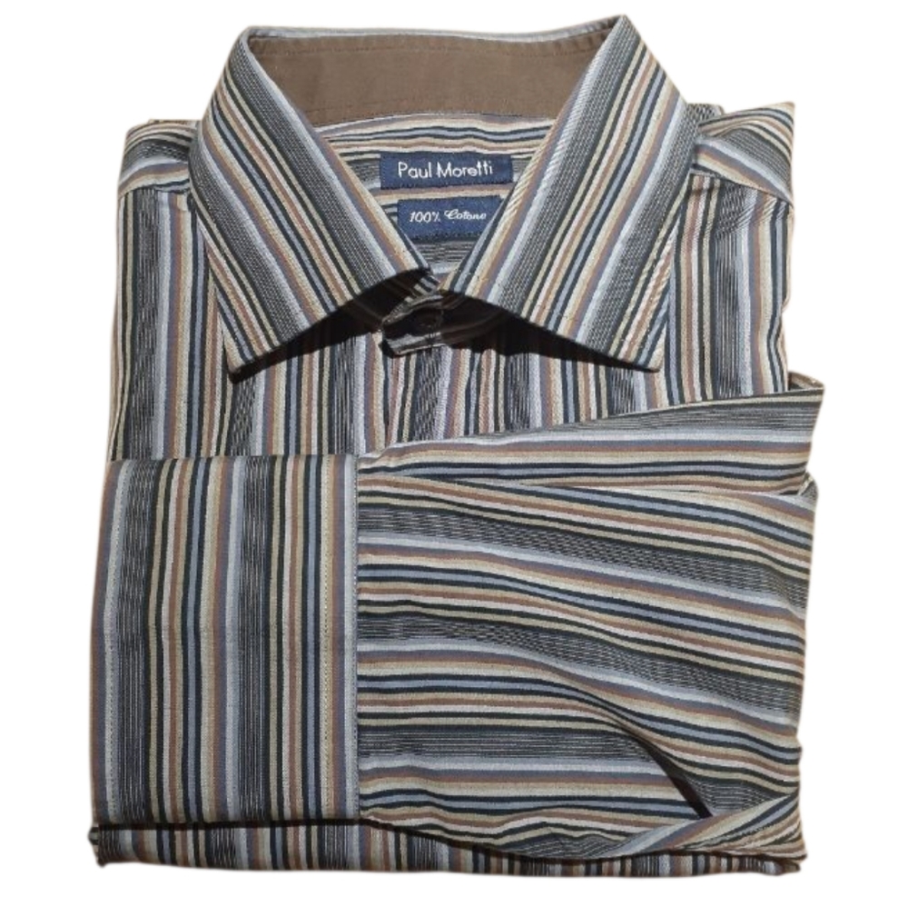 Paul Moretti Vintage Men's Size XL Stripe Long Sleeve Button down Shirt